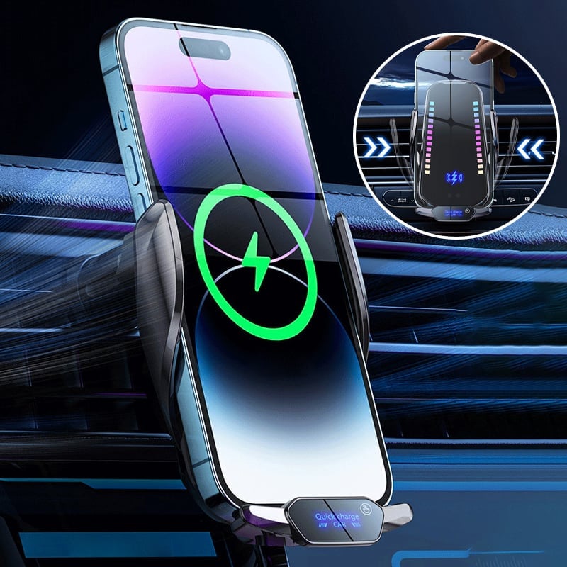 T28 Intelligente 15W Schnelllade-Autohalterung mit RGB-Ambient-Licht