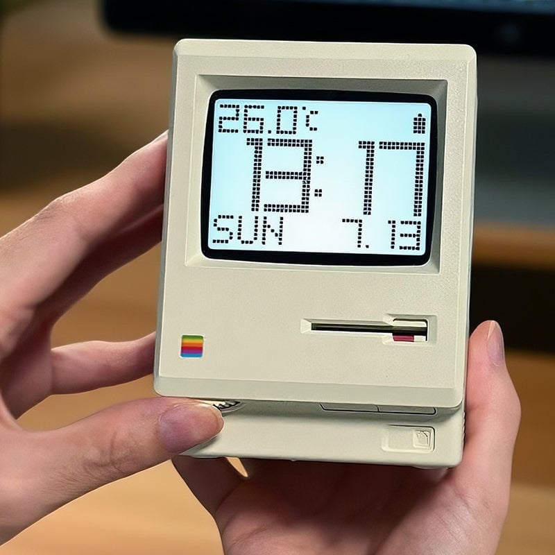 1984 Retro-Inspired Cream Digital Alarm Clock