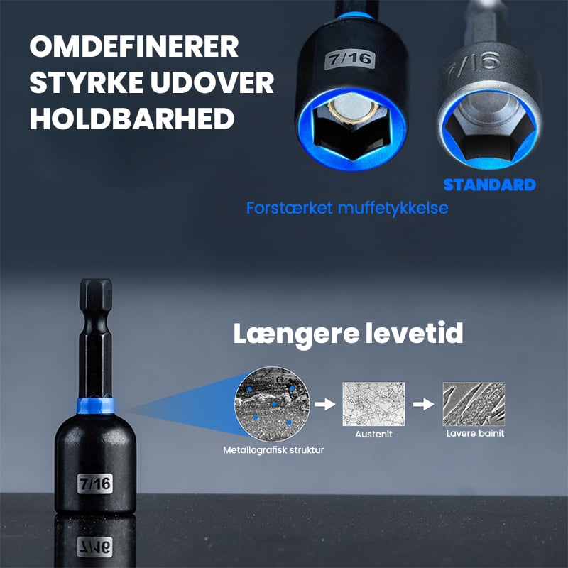 Magnetisk slagmøtrik driversæt