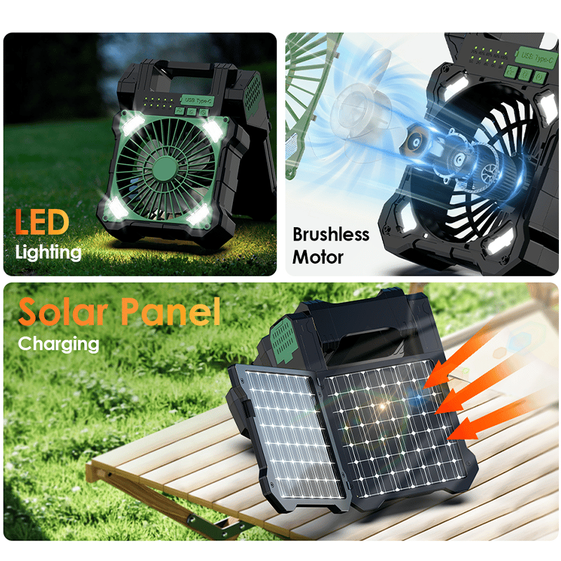 Sakerplus Solar Powered Portable Camping Fan