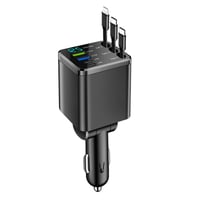 7-in-1 Universal Retractable Car Charger with Intelligent Voltage Display
