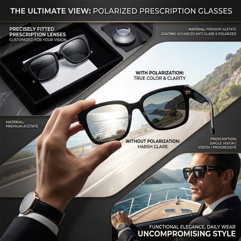 Polarized Square Sunglasses with Wrap-Around Design