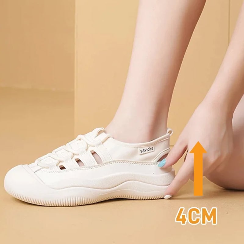 Chaussures Blanches Creuses à Semelle épaisse D'été