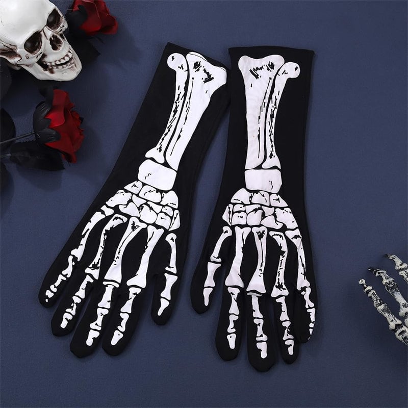 Doppelseitig bedruckte Totenkopf-Handschuhe