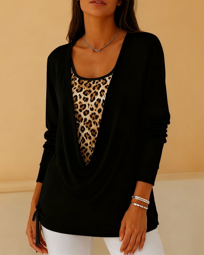 Top Met Luipaardprint En Vetersluiting