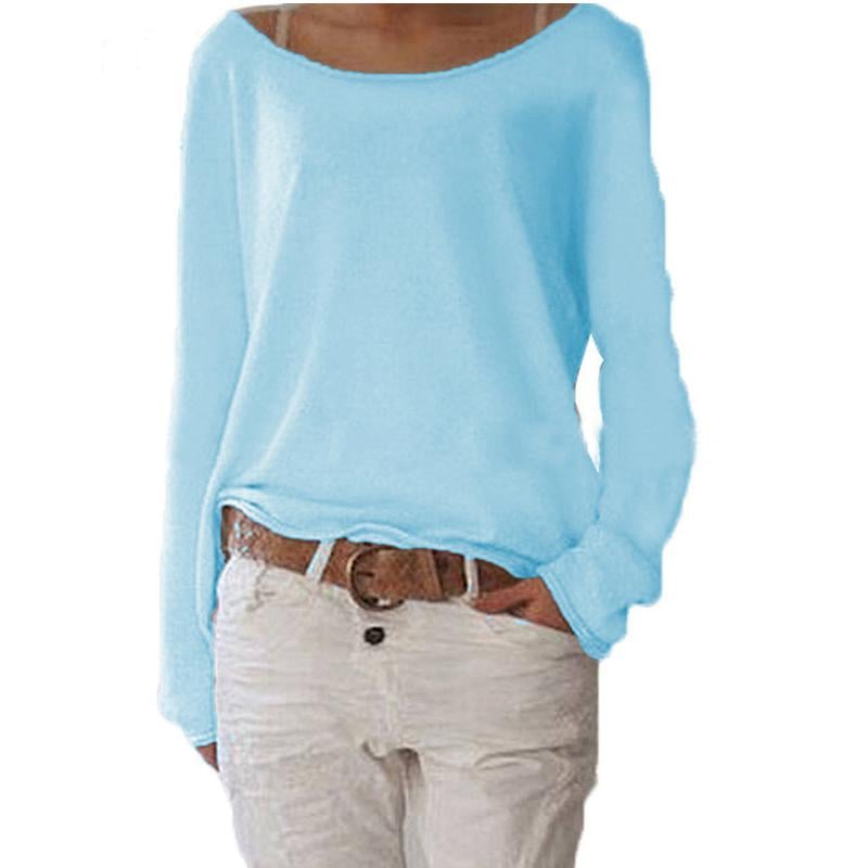 Femmes Manches Longues Pull en Tricot Casual Lâche