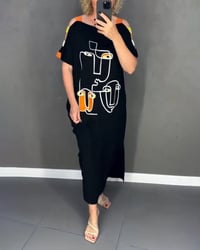 Robe Épaules Dénudées Découpée Imprimé Fente