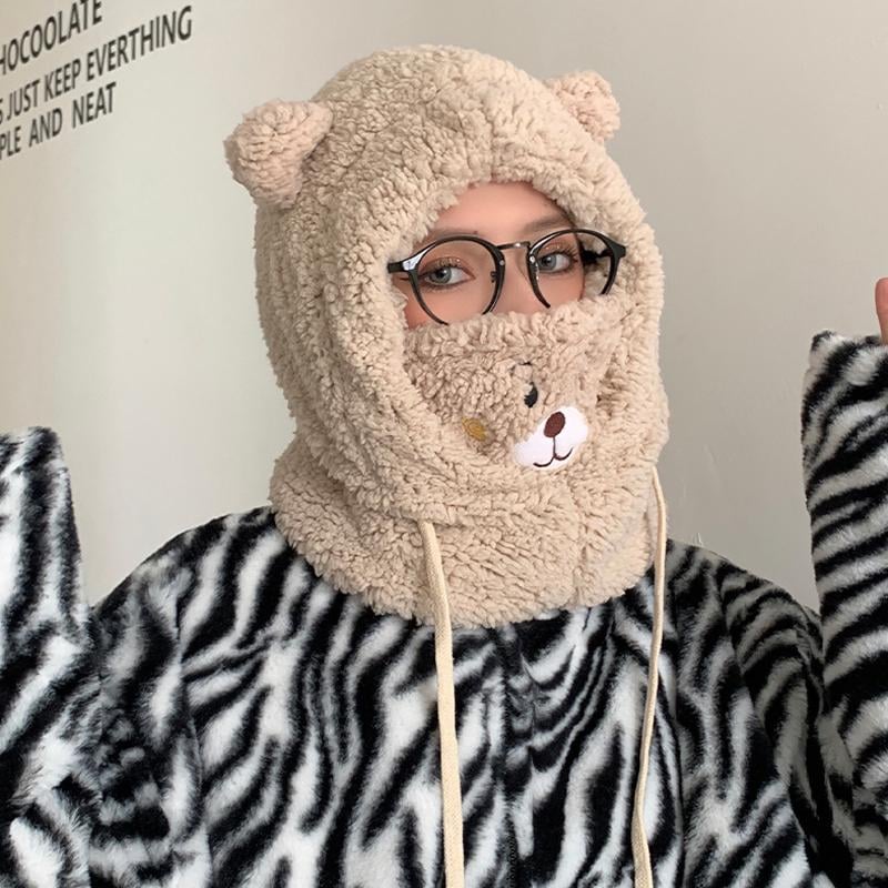 Warme pluchen berenmuts met gezichtsbescherming