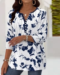 Button Print Fashion Blouse