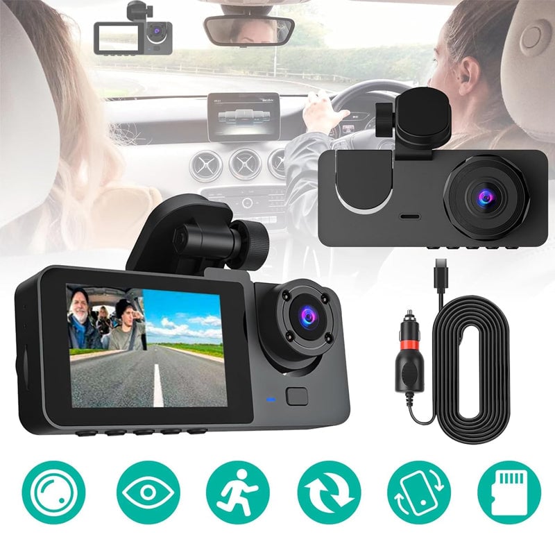HD triple-lens driving recorder
