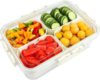 Multi-grid Clear Food Storage Box with Lid & Handle
