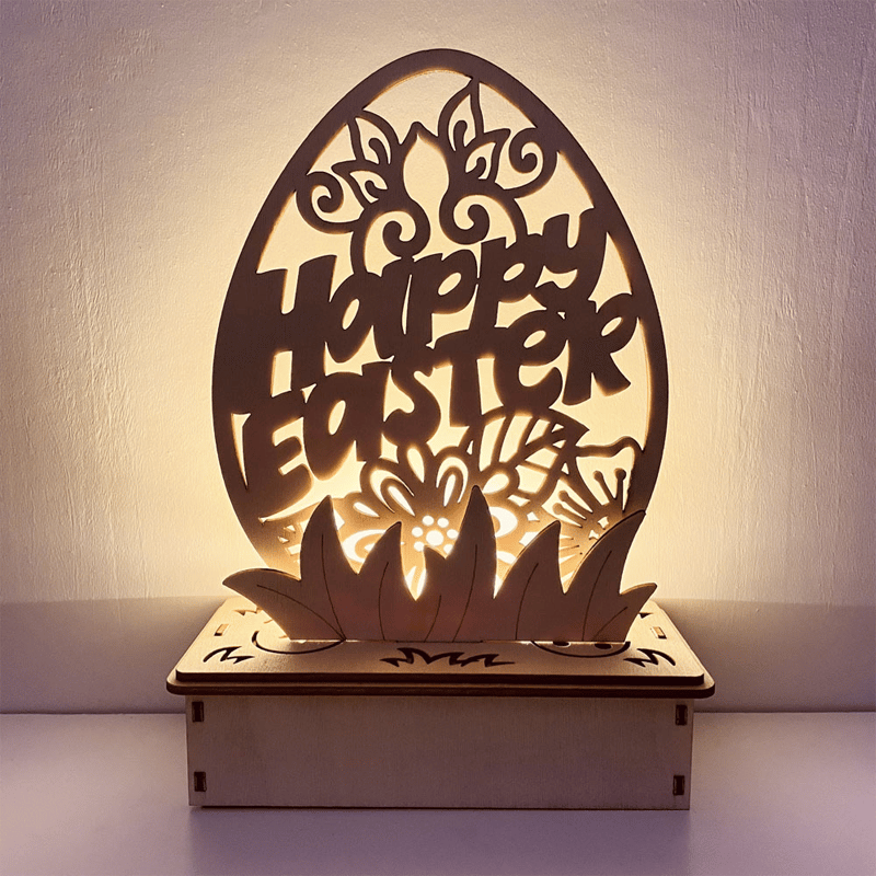 Houten doe-het-zelf-ornament in eivorm