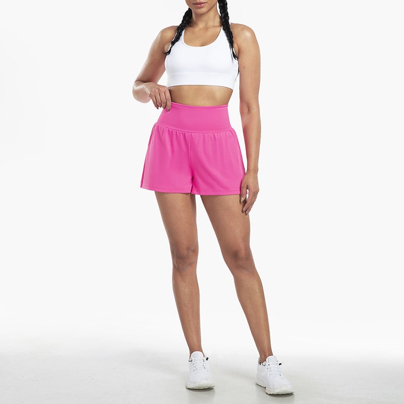 Hochtaillierte Sportshorts mit Fake-Zweiteilung