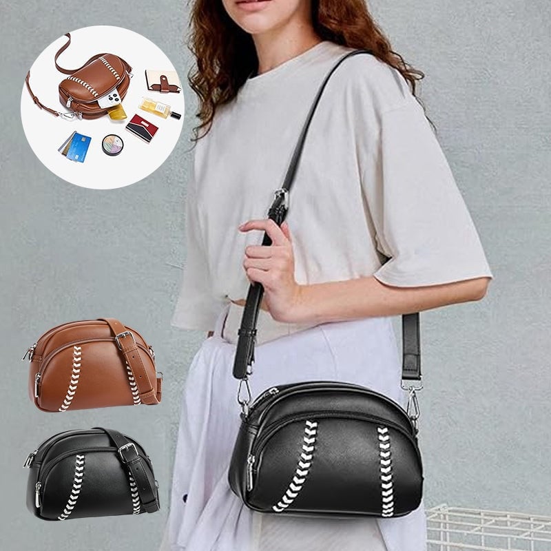 Baseball shaped shoulder bag