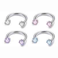 Zirkonia Hestesko Ring med Gjengede Stener for Piercinger