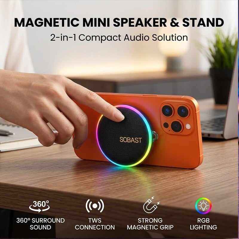Magnetic RGB Portable Bluetooth Speaker