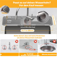 Abgewinkelte Spritzschutz-Matte für den Wasserhahn