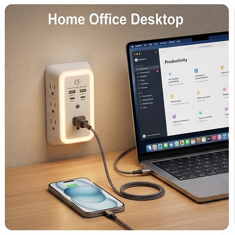 10-in-1 ETL-Certified Surge Protector Power Outlet