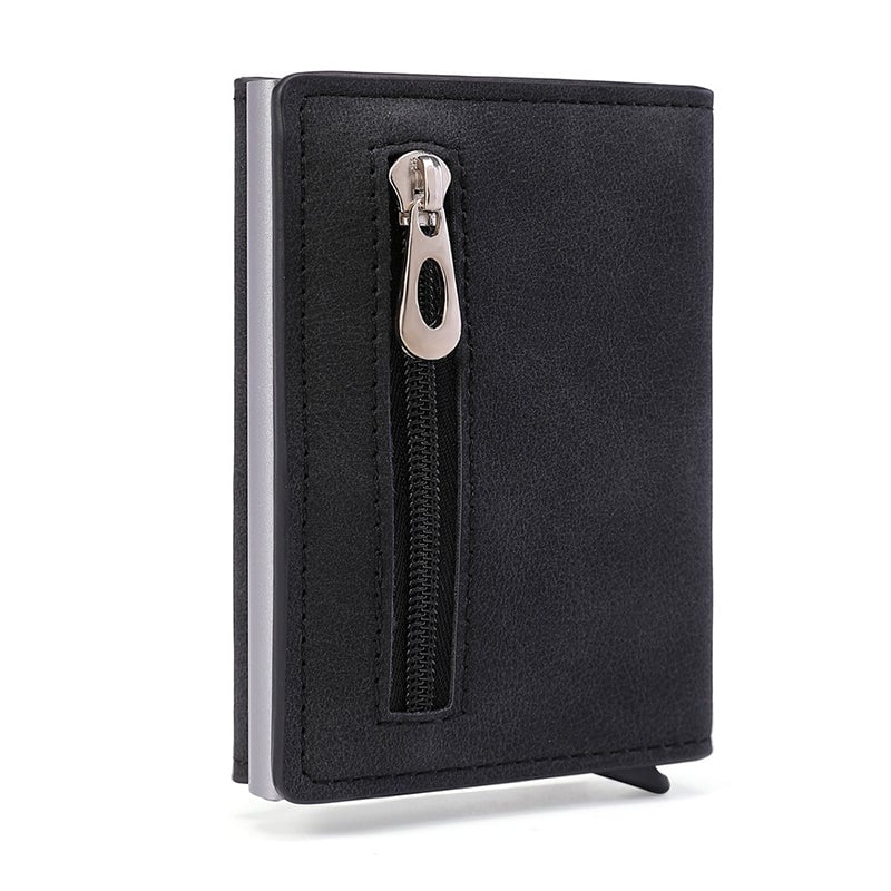 Anti-magnetic RFID card holder with zipper for men