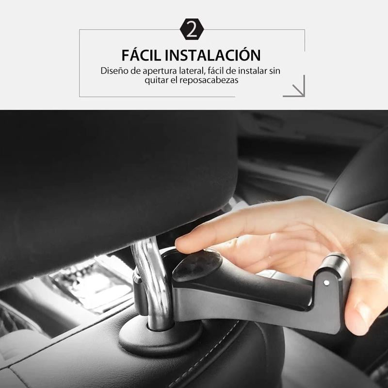 Gancho trasero para asiento de coche con soporte para teléfono móvil (2 piezas)