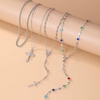 Vintage 4 Piece Set Metal Cross Y-style Long Necklace