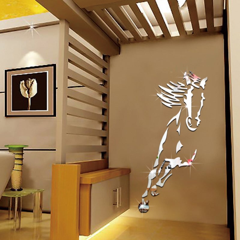Adesivo da parete moderno in acrilico 3D con cavallo a specchio