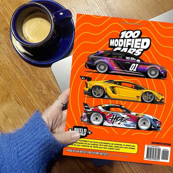 Beginner-Friendly-100 Modified Cars Coloring Book