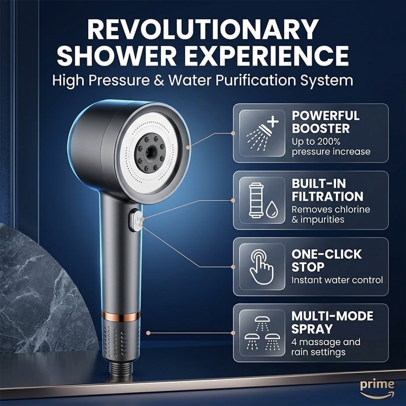 Filtered High-Pressure Shower Head Set