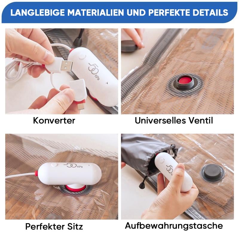 Reise-Vakuumbeutelset mit USB-Pumpe