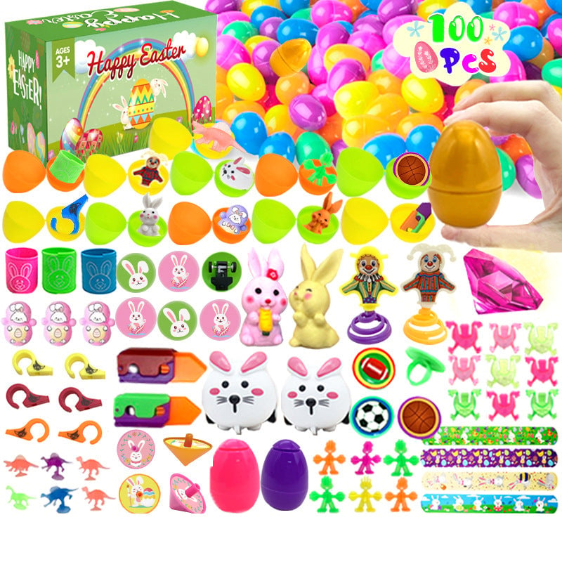 Prefilled Easter Eggs with Toys and Stickers for Egg Hunts