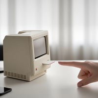 1984 Retro-Inspired Cream Digital Alarm Clock