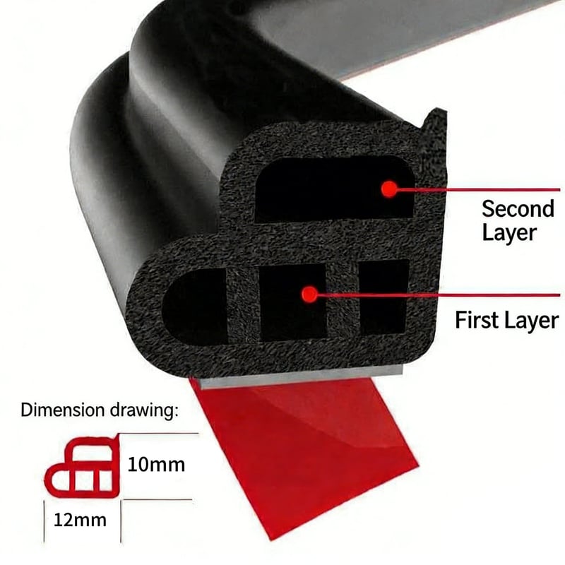 Automotive B-Type Double-Layer Soundproofing Seal Strip