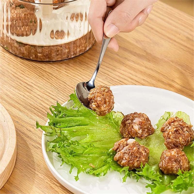 Manual one-piece household meatball maker