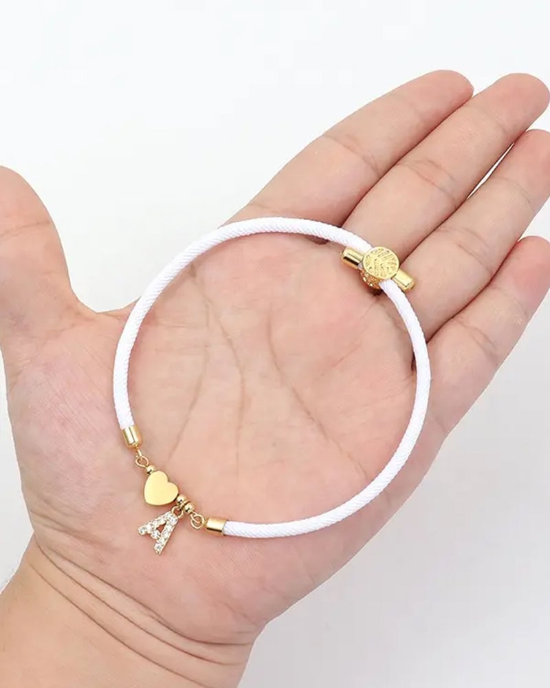 Initialt Hjärta Charm Länk Modearmband