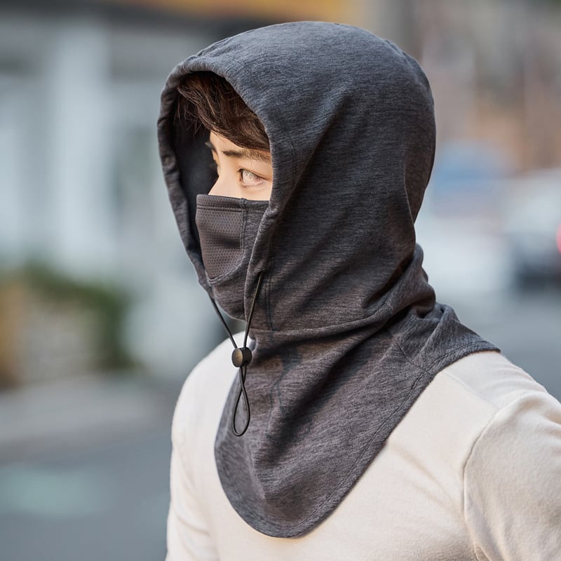Huvtröja med ansiktsmask och nackvärmare för cykling