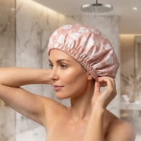 Satin Lined Waterproof Double Layer Shower Cap