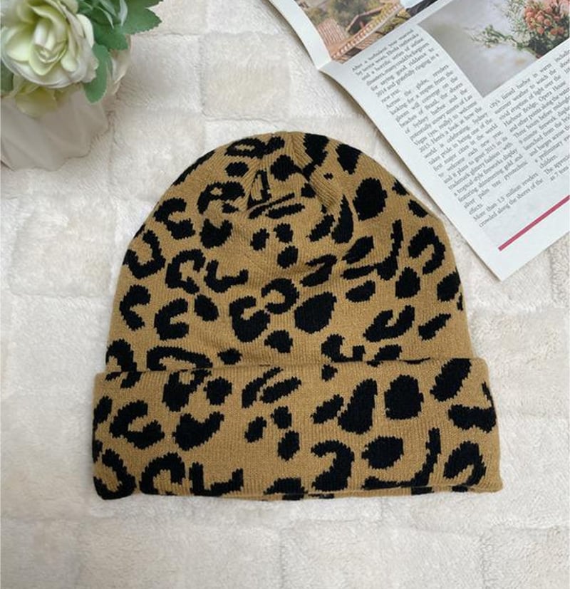 Warm Animal Print Knit Hat