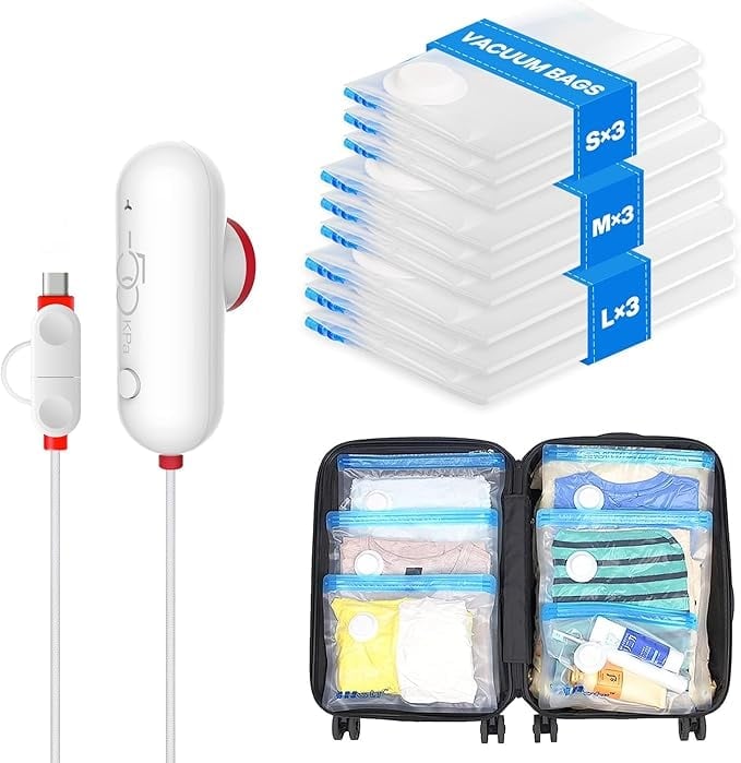 Reise-Vakuumbeutelset mit USB-Pumpe