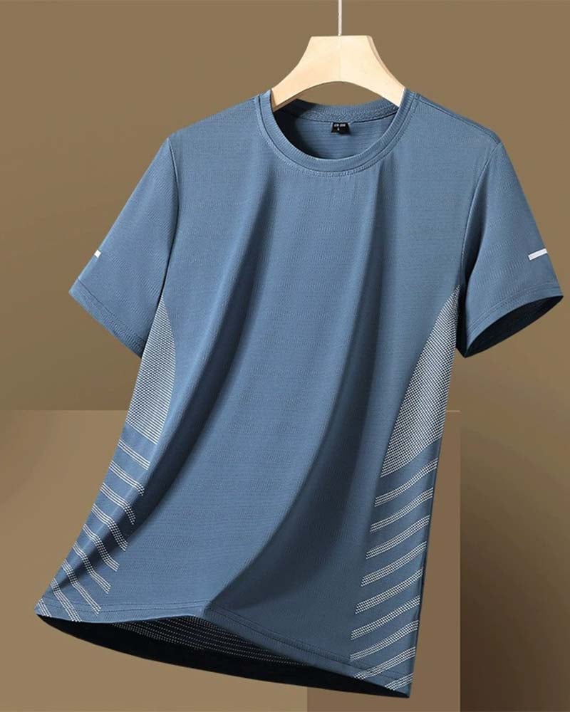 Men's Side Stripe Ice Silk T-Shirt