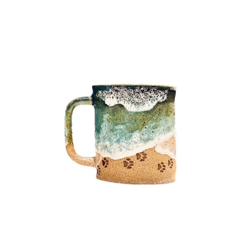 Paw Print Ocean Shoreline Mug