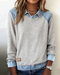 Blouse modieuze revers lange mouwen