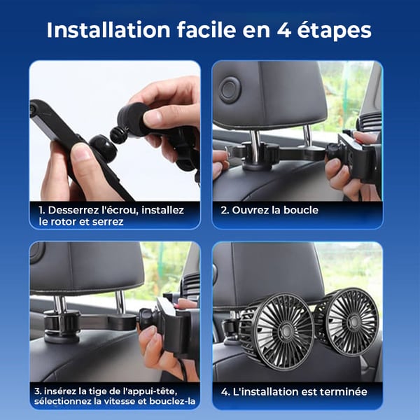 Mini ventilateur de voiture USB double tête amélioré