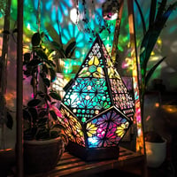 Bohemian Polar Star Wooden Floor Lamp, LED Colorful Star Projector