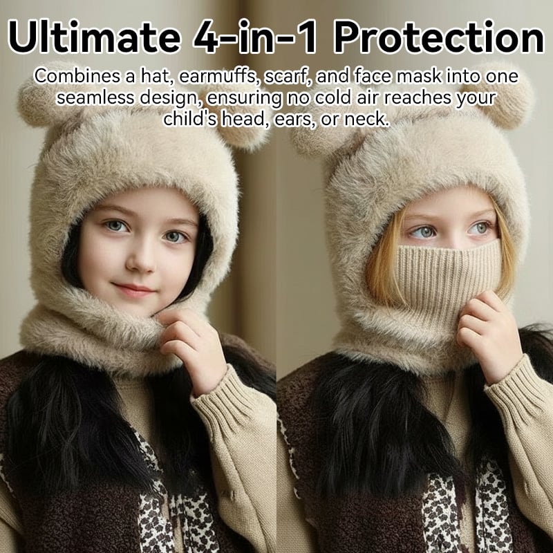 ❄️ 4-in-1 Winter Warmth Integrated Kids' Hooded Hat