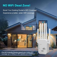 Upgraded 6-Antenna WiFi Extender 1200Mbps