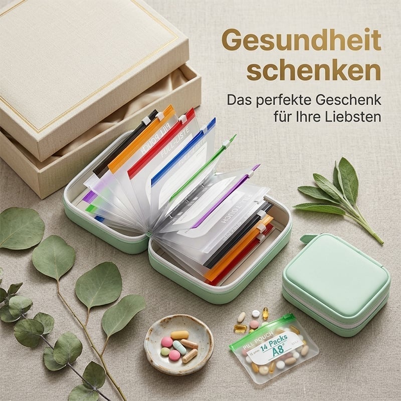 Premium wasserdichtes PU-Reisepillenorganizer-Set