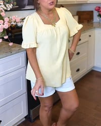 Square Neck Ruffle Sleeve Blouse