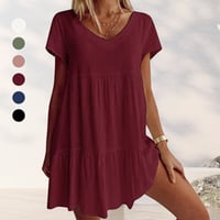 V-Ausschnitt Lässiges Kurzarm Kleid