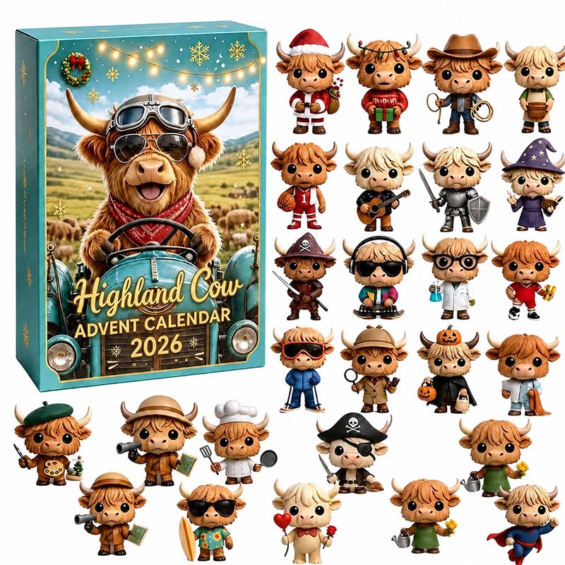 2026 Highland Cow 24-Day Advent Calendar Blind Box Set