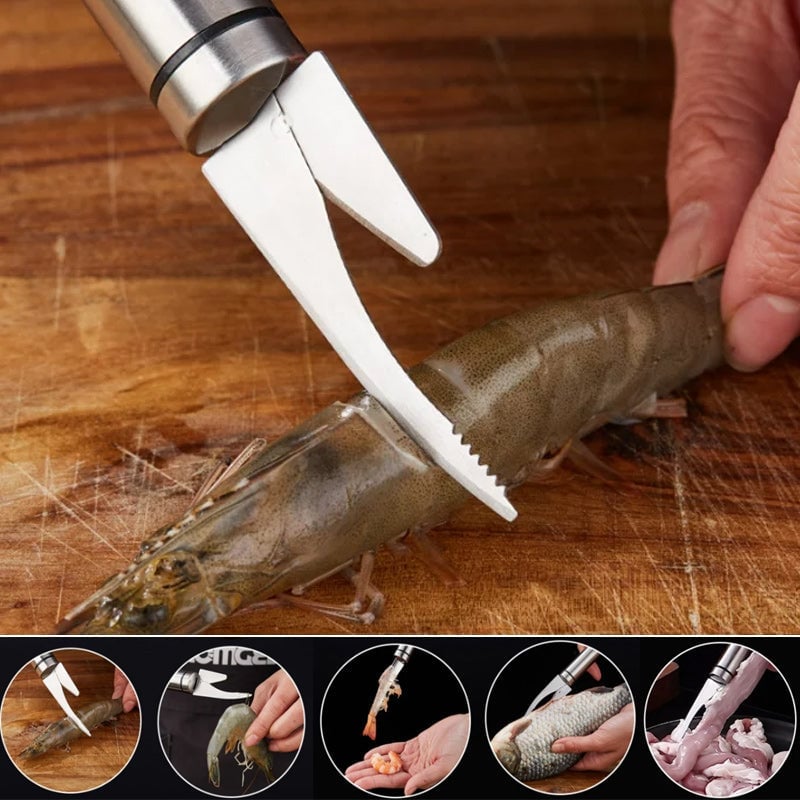 Coltello multifunzionale per fauci di pesce con linea di gamberetti 5 in 1